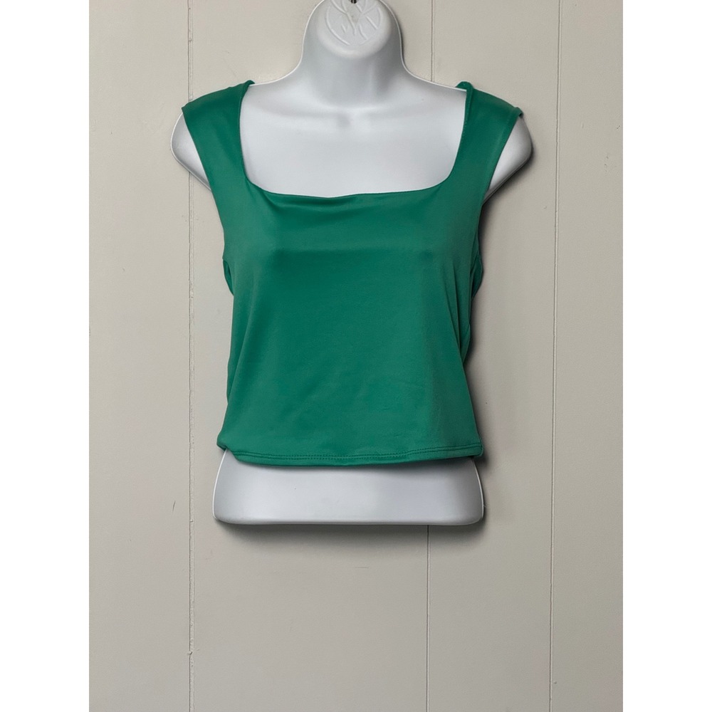 NWT Live in the Moment Women's Green Square Neck Tank Top Sleeveless Size L